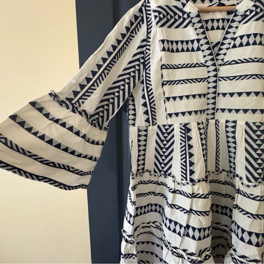 Navy and White Patterned Women's Sweater - Picture 2 of 4